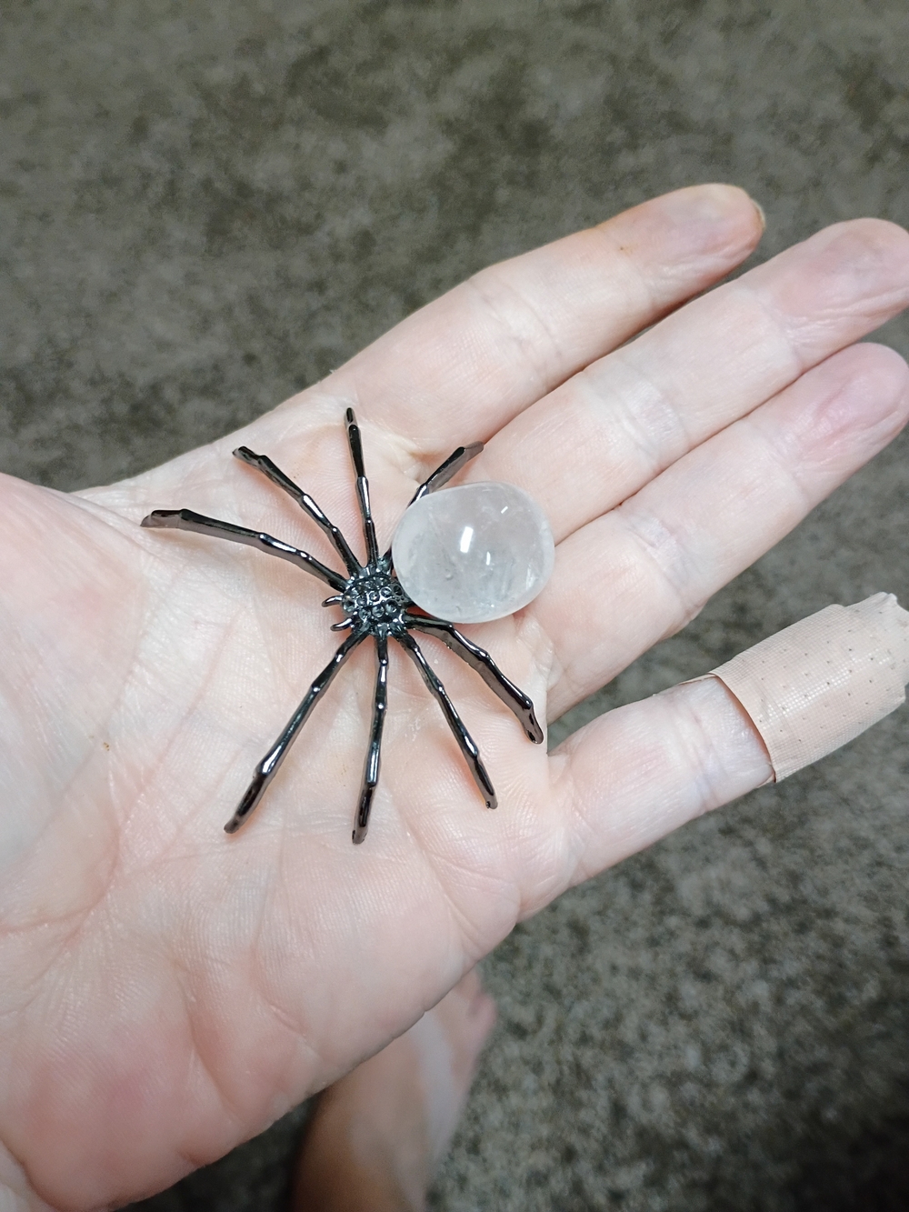Clear Quartz Black Spider